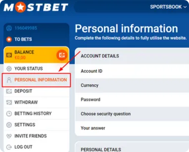 mostbet login to personal account